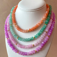 Orange, Green, Pink and Purple Crystal Beads Necklaces