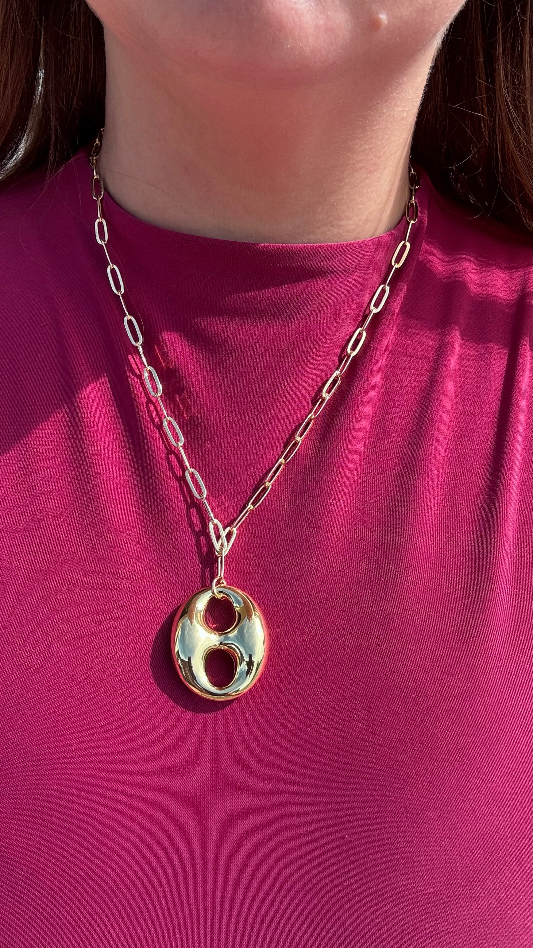 Big Coffee Grain Paper Clip Necklace