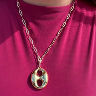 Big Coffee Grain Paper Clip Necklace