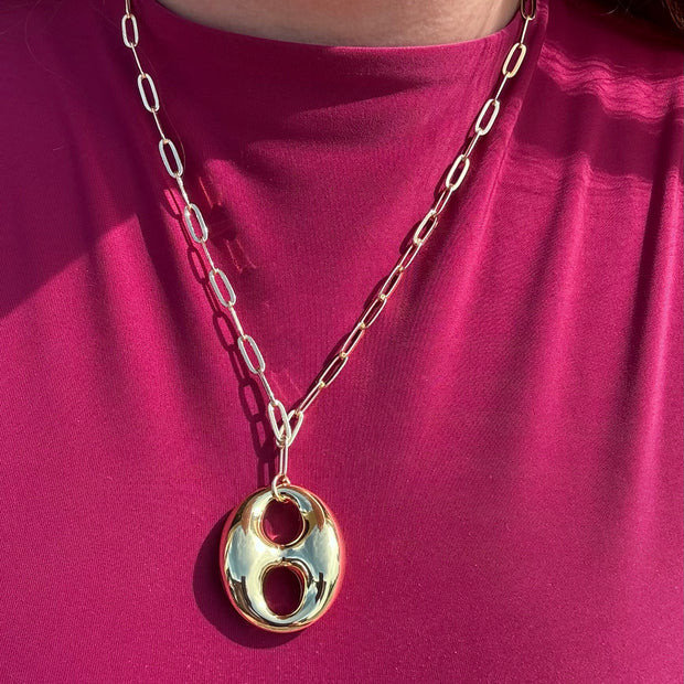 Big Coffee Grain Paper Clip Necklace