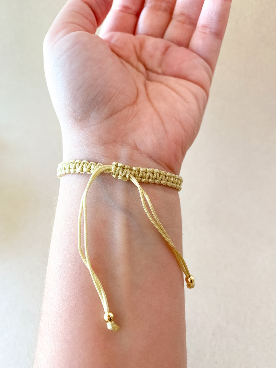 White Faith & Beige Adjustable Thread Bracelet
