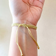 White Faith & Beige Adjustable Thread Bracelet