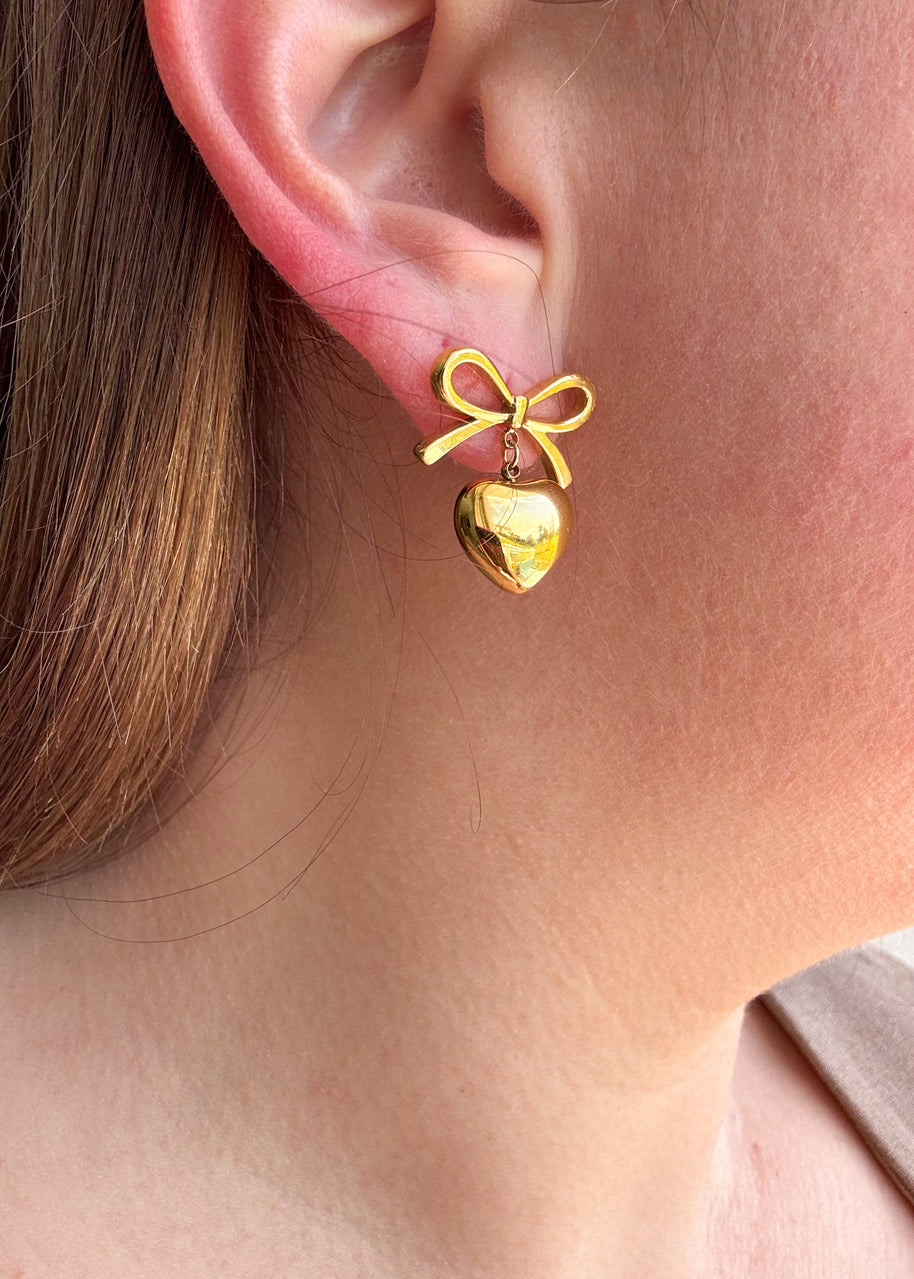 Bow Heart Style Steel Earrings