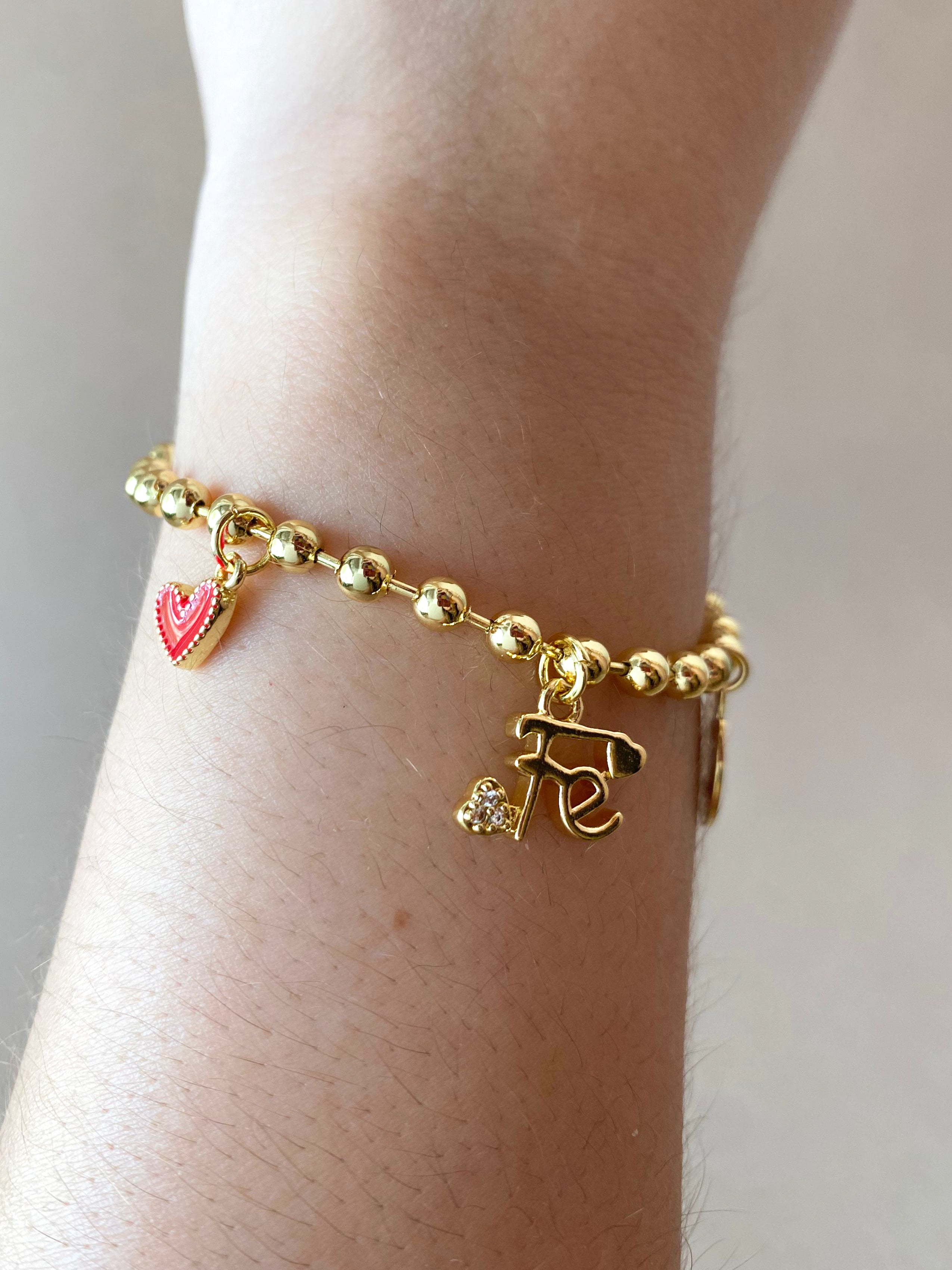 Faith, Red Heart and St Benedict Charms Bracelet