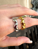Load image into Gallery viewer, Stainless Steel Ring with Silver Hearts
