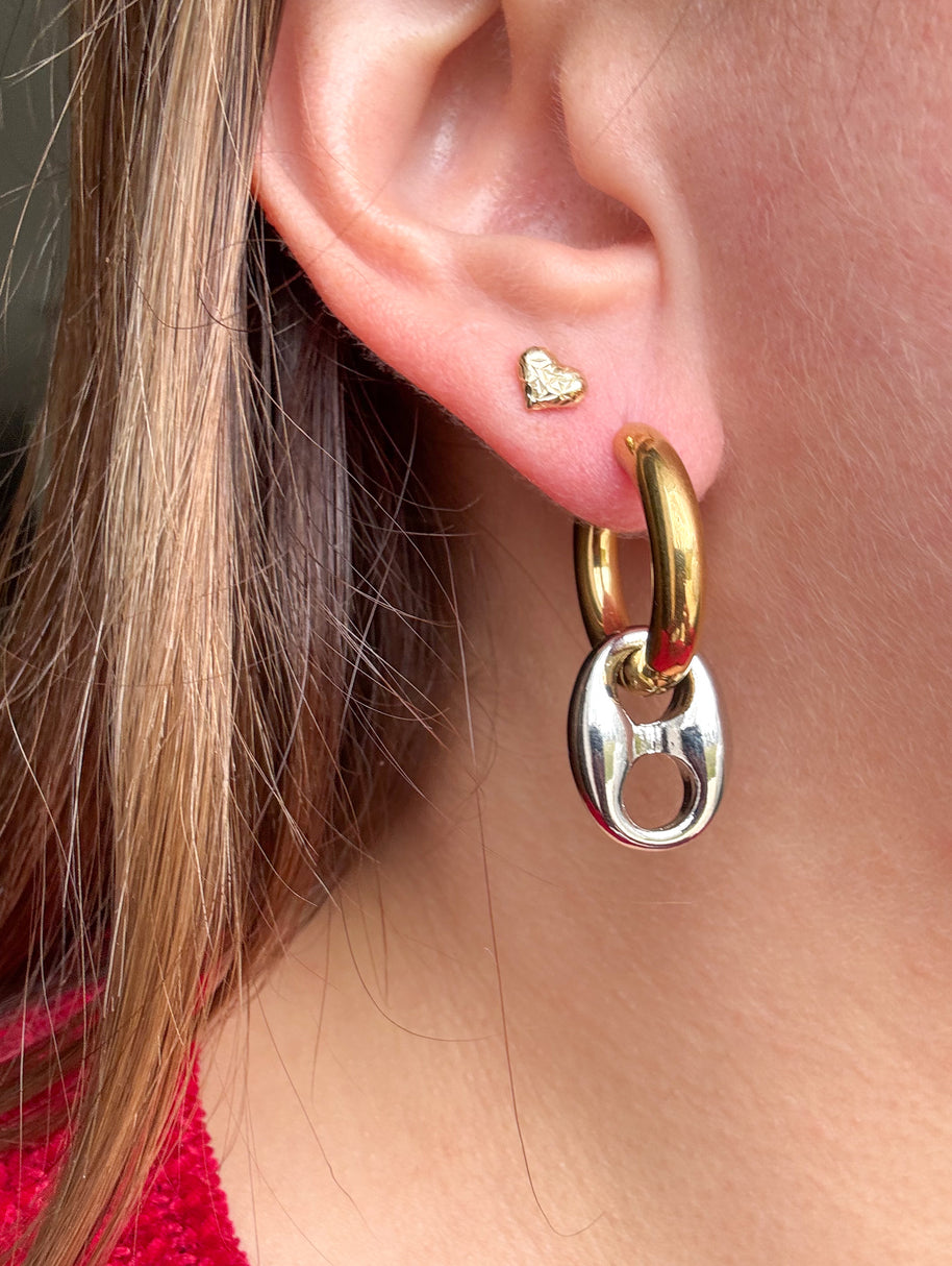 2 Gold Big Coffee Grain Steel Hoops