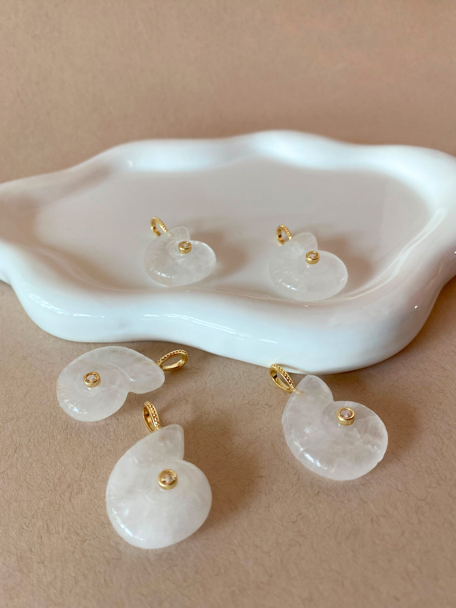 Medium Shell Clear Quartz Charm