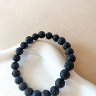 Volcanic Stones 🪨 Black Elastic Men Bracelet