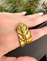 Load image into Gallery viewer, Stainless Steel Ring Golden Leaf Shape
