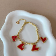 Multi Red & Pink Heart Miyuki Bracelet