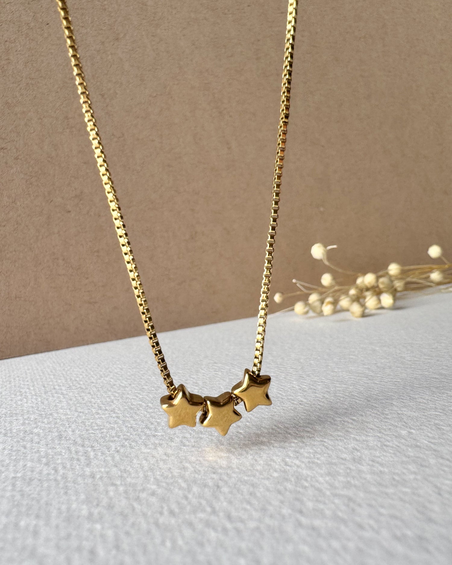 Golden Stars Steel Necklace