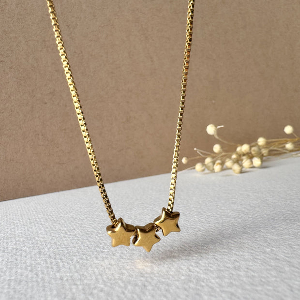Golden Stars Steel Necklace