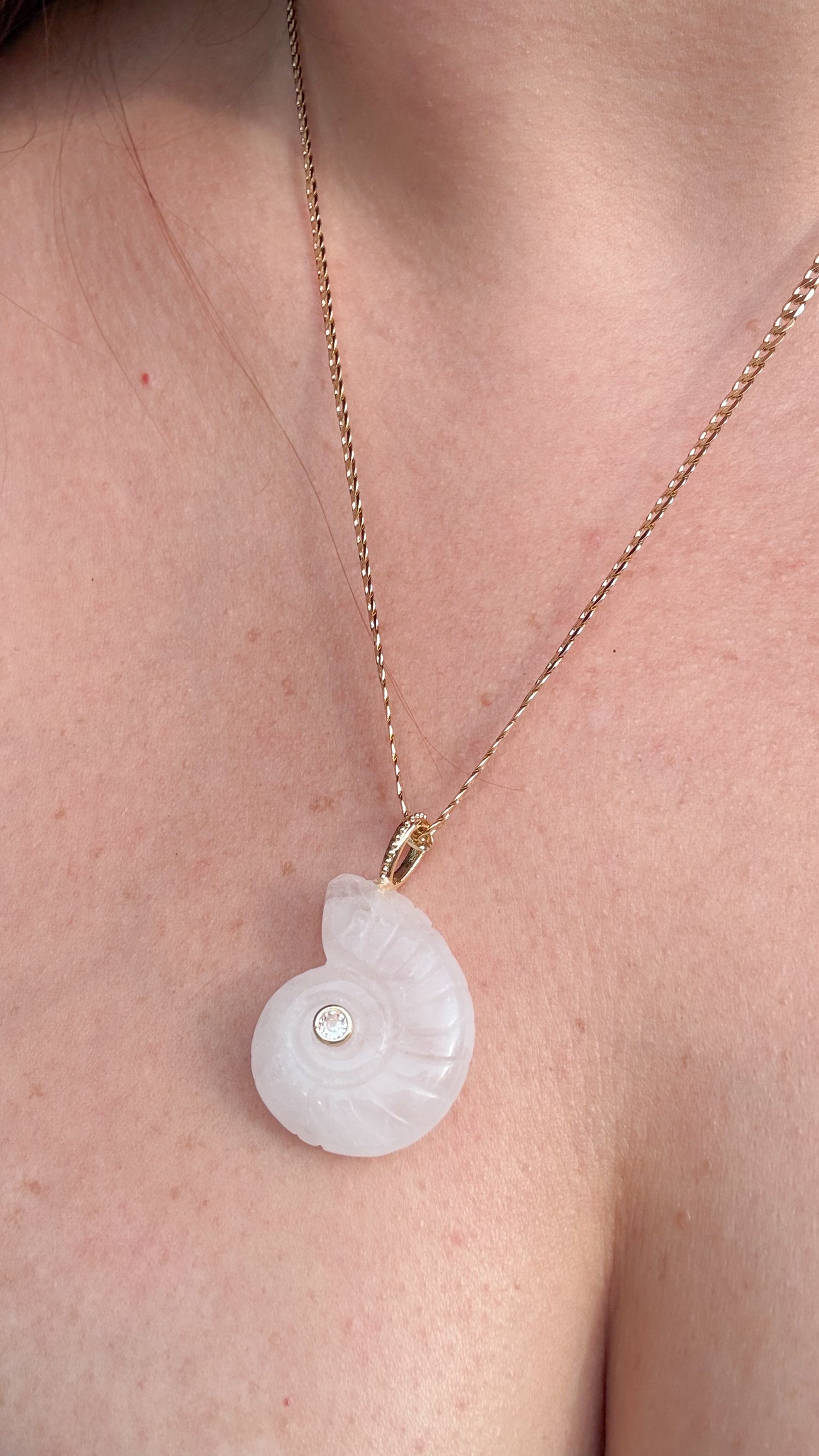 Shell Clear Quartz Charm Necklace