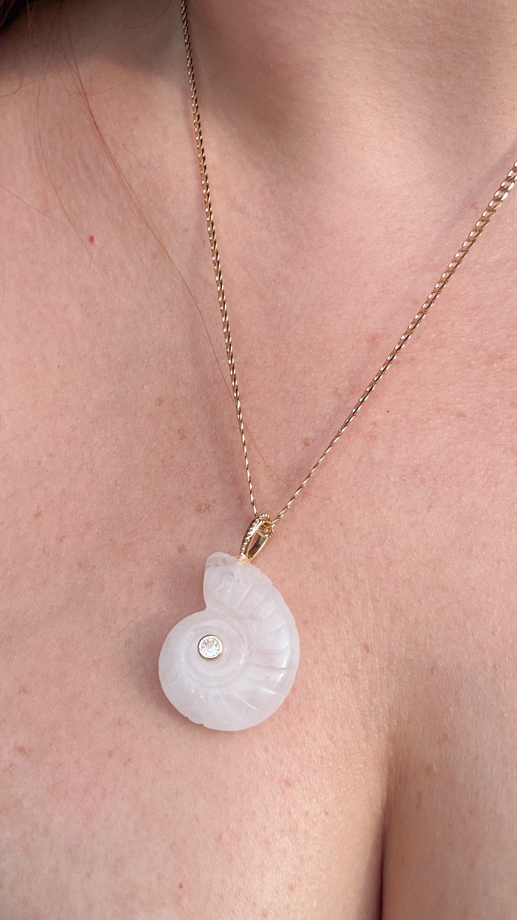 Shell Clear Quartz Charm Necklace