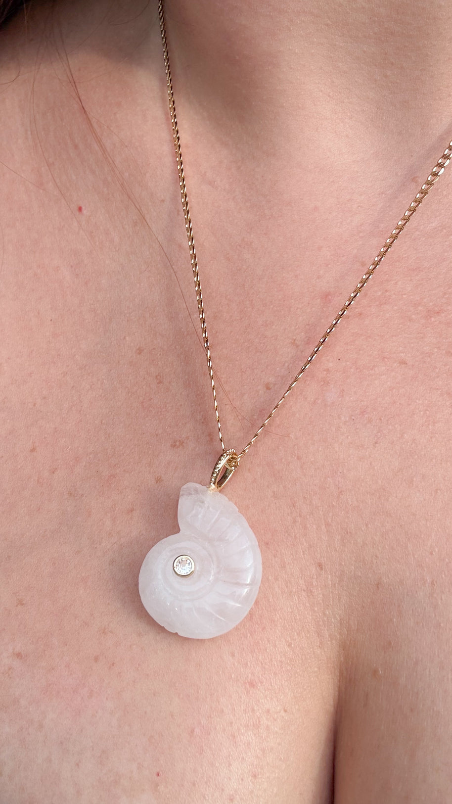 Shell Clear Quartz Charm Necklace