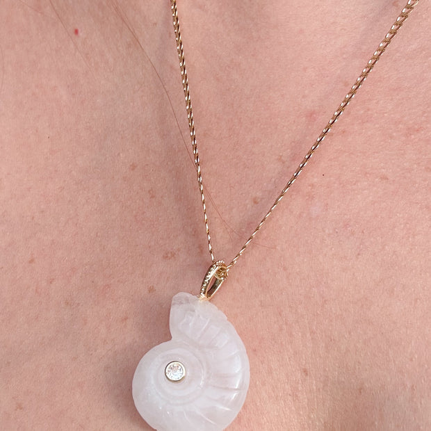 Shell Clear Quartz Charm Necklace