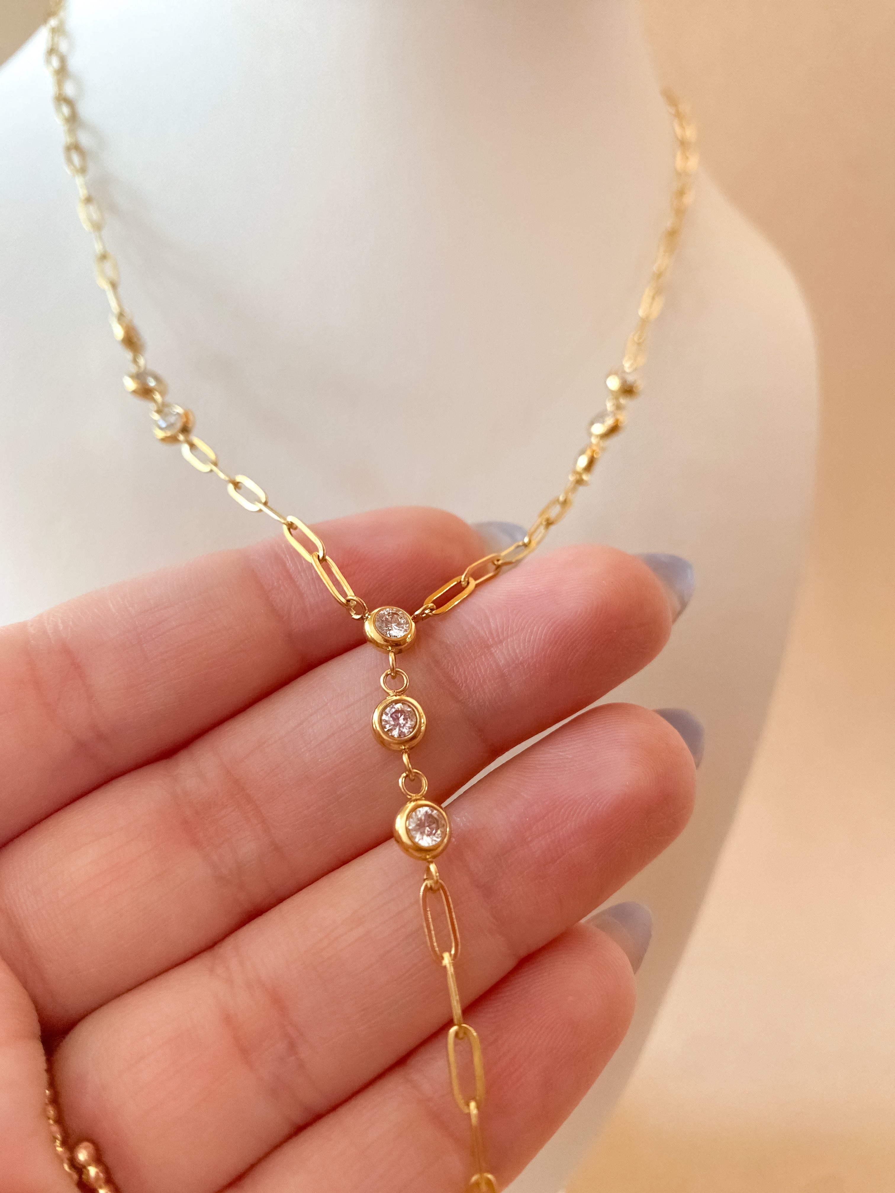 Large Bow tie Crystal Style Steel Necklace