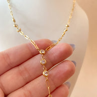 Large Bow tie Crystal Style Steel Necklace