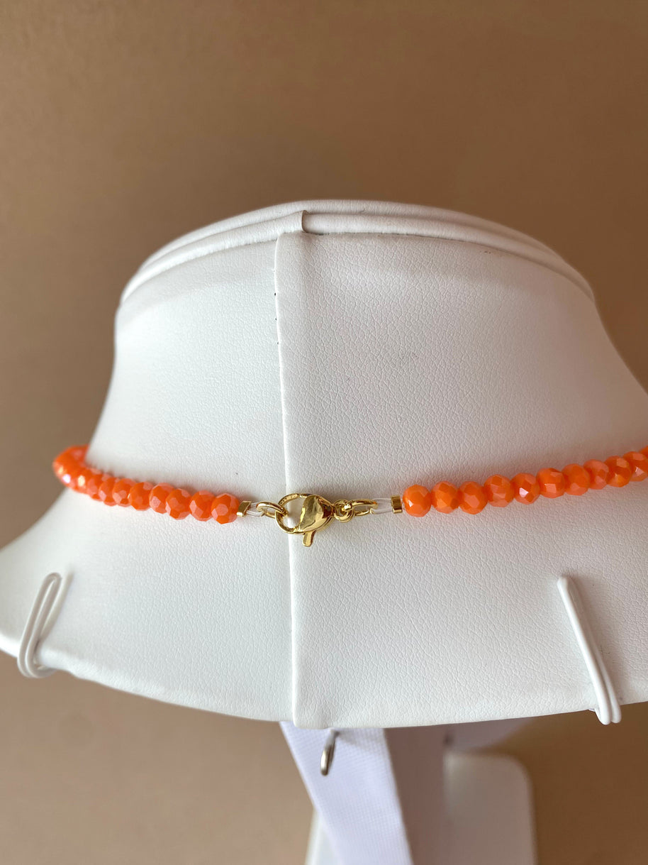 Orange Crystals Necklace and Bracelet Set
