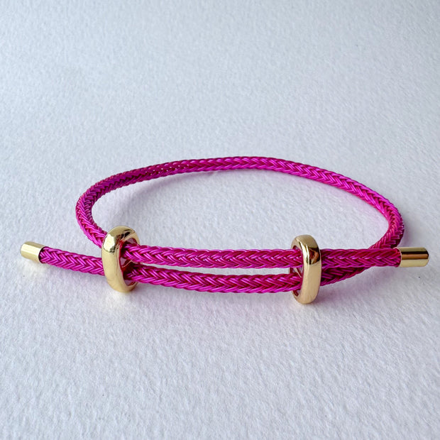 Pink, Black and Red Adjustable Leather Bracelets