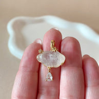 Cloud and Raindrop White Quartz Crystal Charm