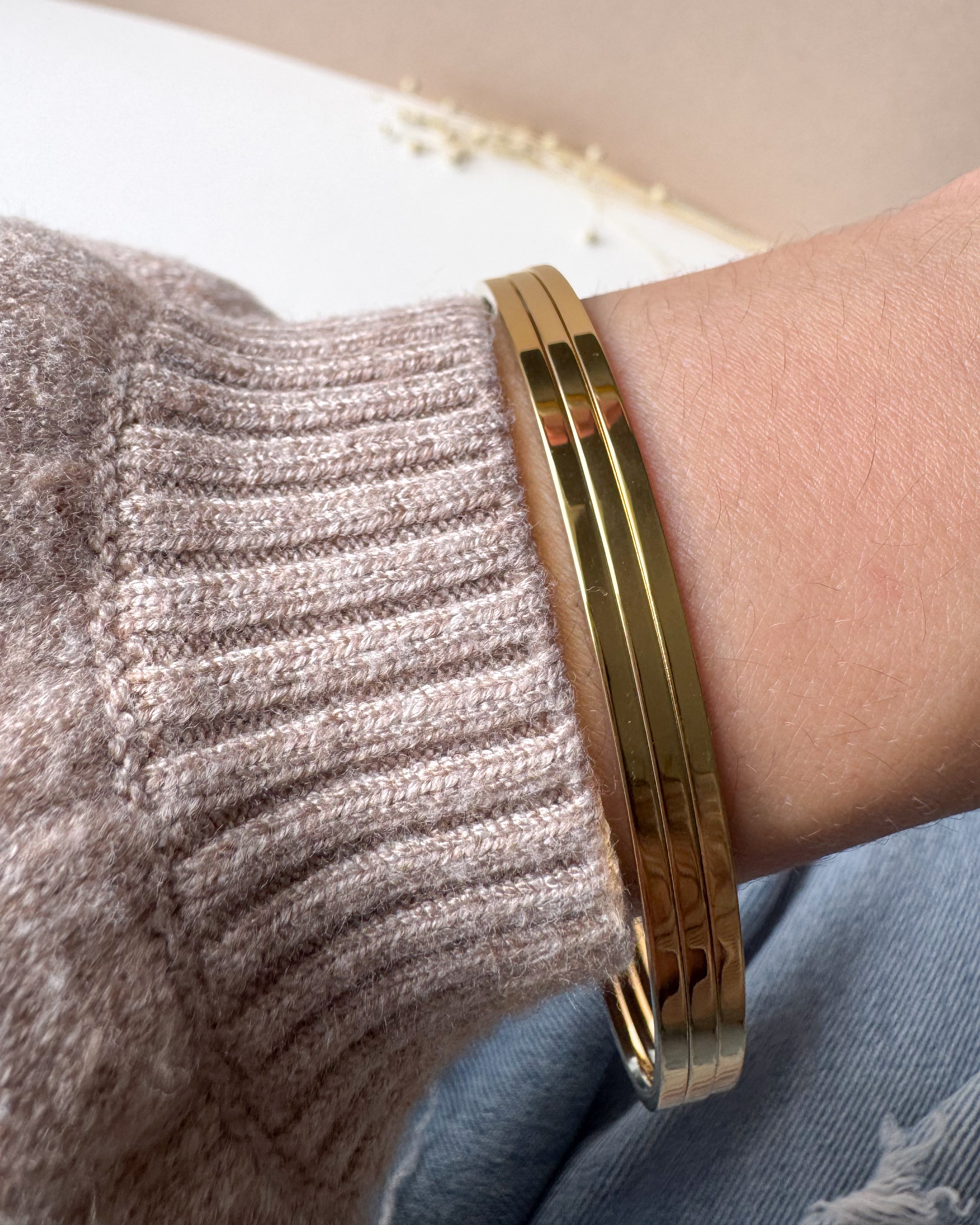Set 3 Golden Thin Bangle
