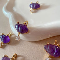 Cloud and Raindrop Amethyst Crystal Charm