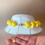 Yellow Ceramic Hearts Pattern Necklace
