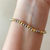 Golden or 2 Gold Style Elastic Bracelet with Heart Shape Charm