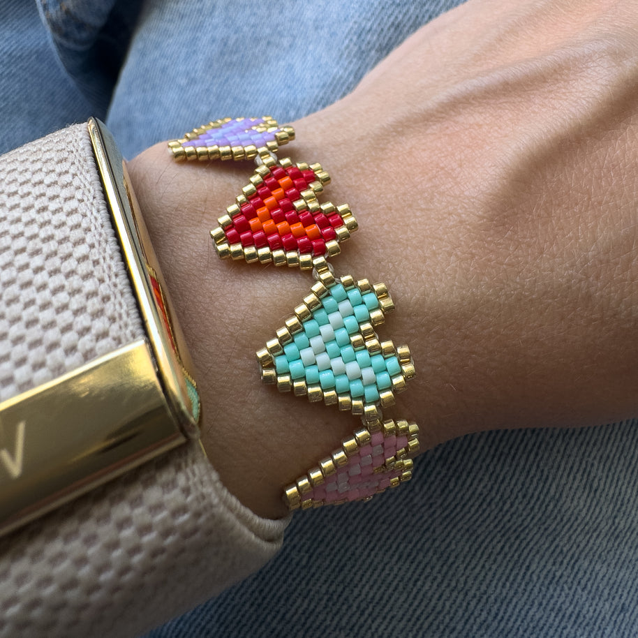 Multi Heart Colorful Miyuki Style Adjustable Bracelet