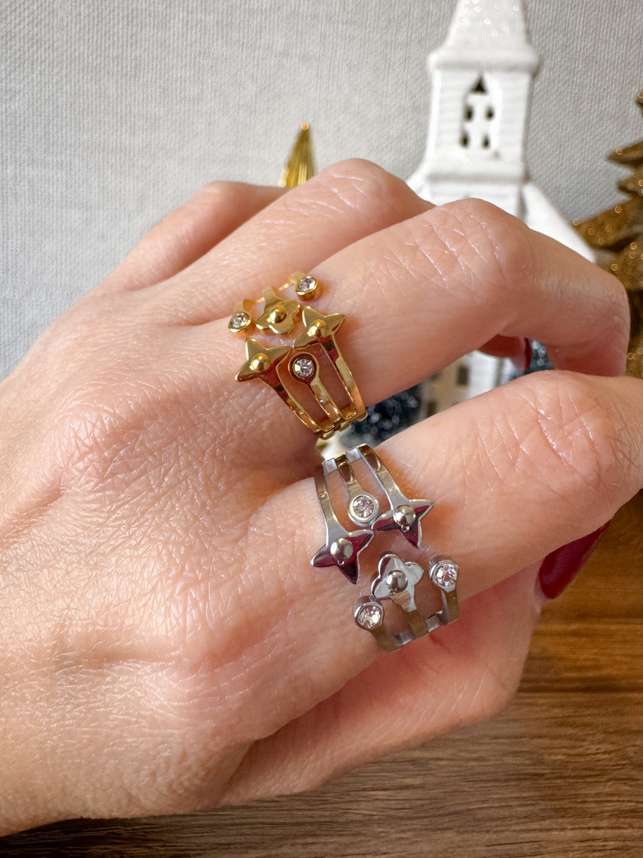 Gold & Silver 3 Layers Steel Rings