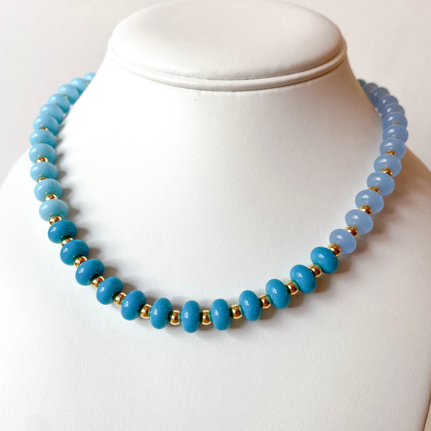 Blue Degraded Beads Necklace