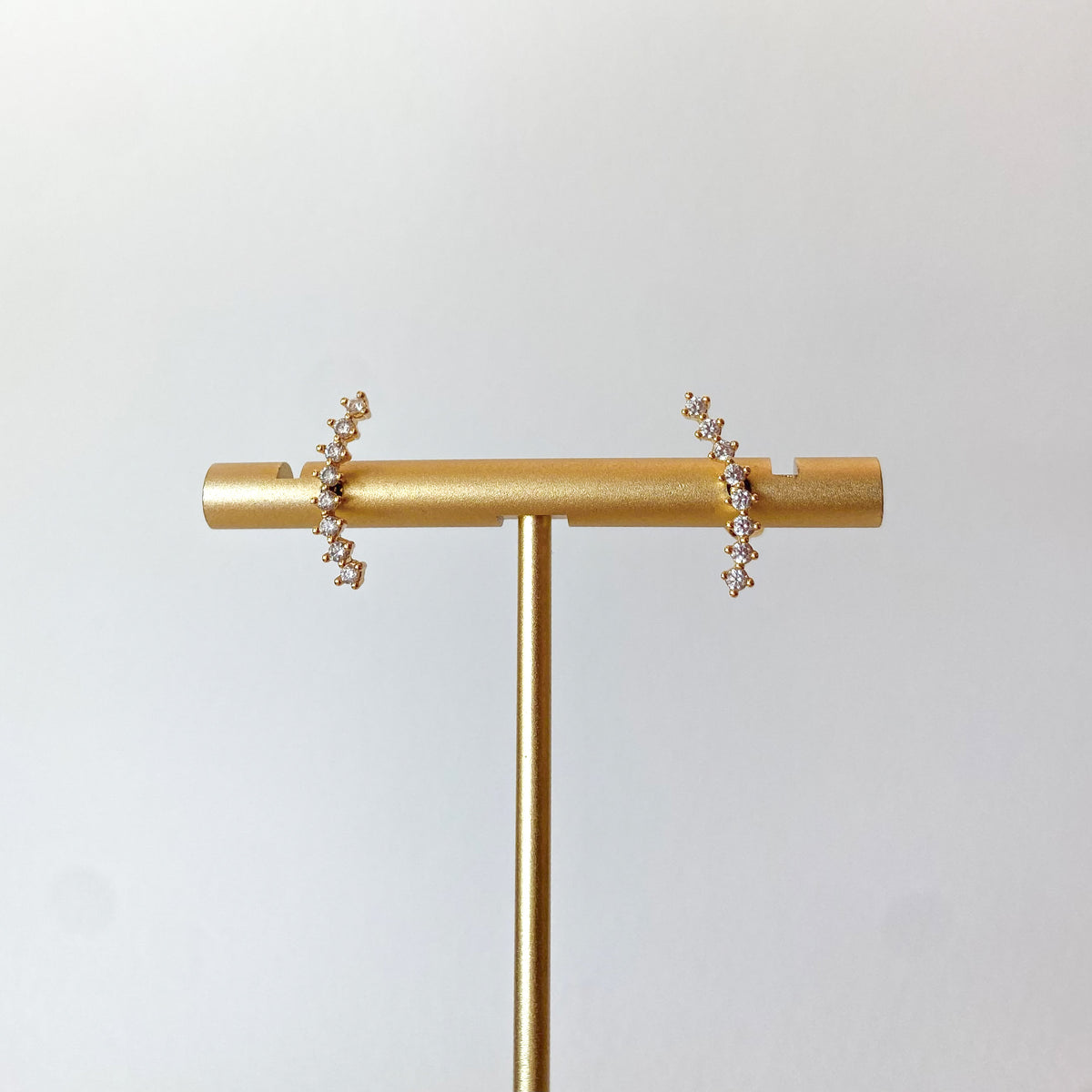 Lineal Large Golden Zircon Clear Earrings