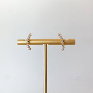 Lineal Large Golden Zircon Clear Earrings