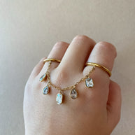Doble Crystals Golden Steel Ring