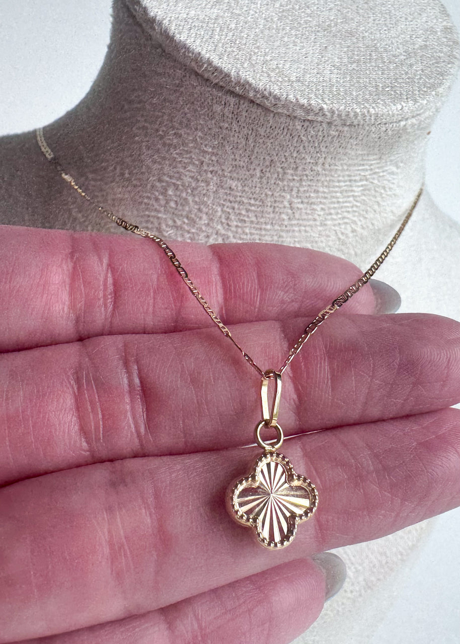 Golden Clover Mirror Style Chain or Charm - 18K Solid Gold