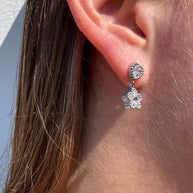 Silver Heart & Flowers Steel Earrings