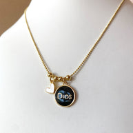 God Black Charm & White Heart Necklace