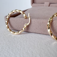 Spiral 14K Solid Gold Medium Hoops