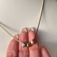 3 Gold Stars Steel Necklace
