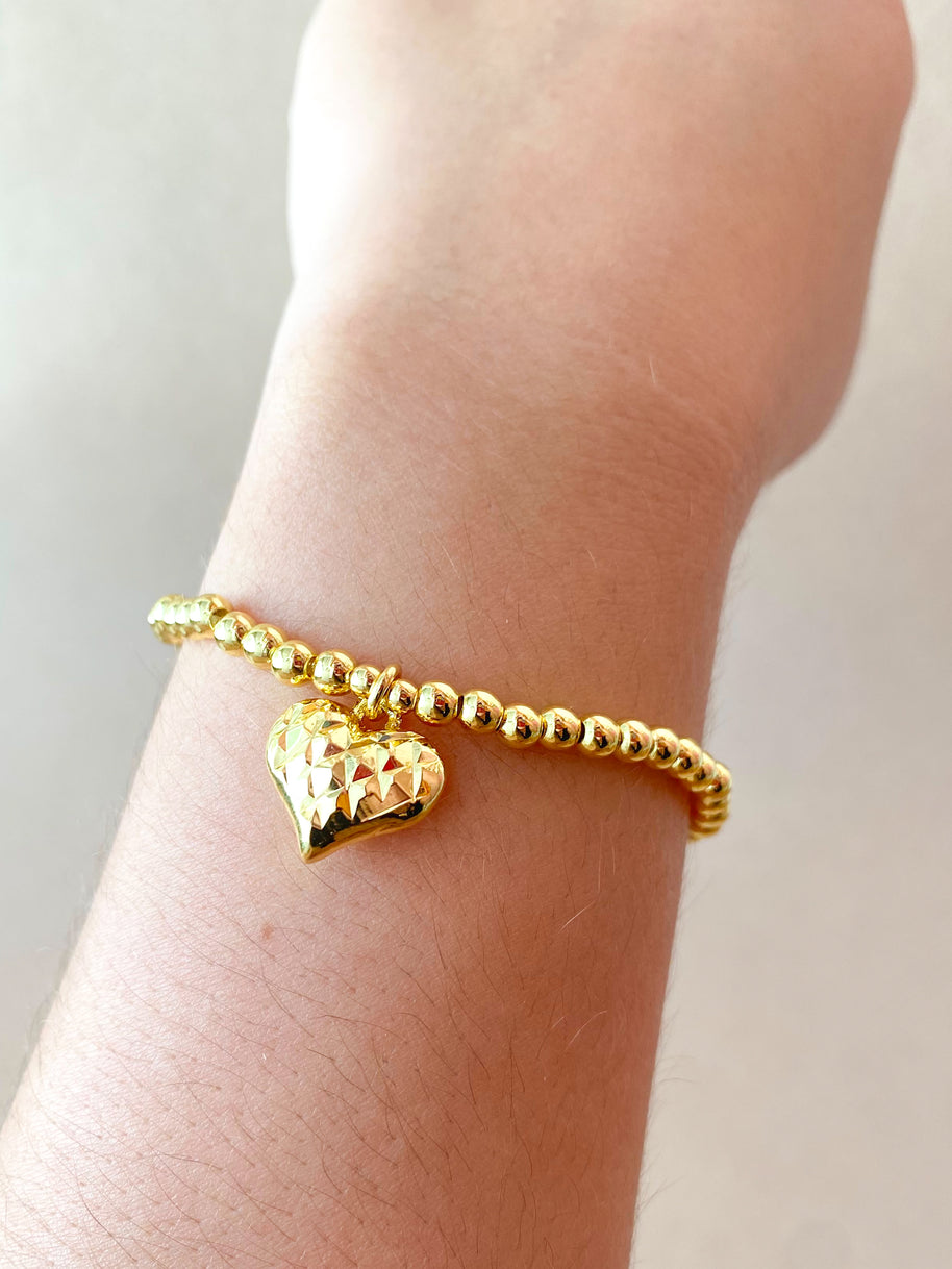 Happy Face, Textured Heart and Guitar Elastic Bracelets
