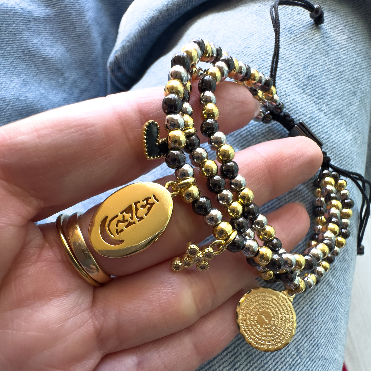 Chinita Virgin Variety of Religious Charms in Adjustable Bracelet