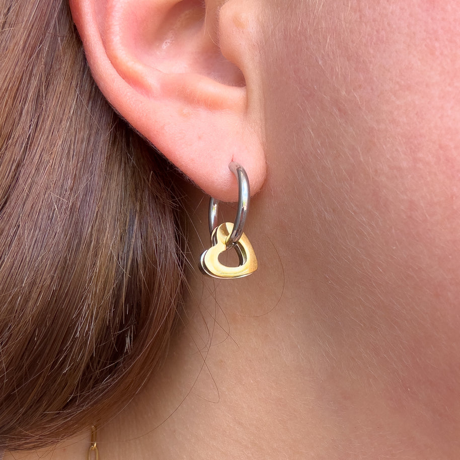 Silver and Gold Multi Heart Steel Hoops