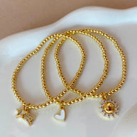 Star, White Heart and Faith Charms Elastics Bracelets