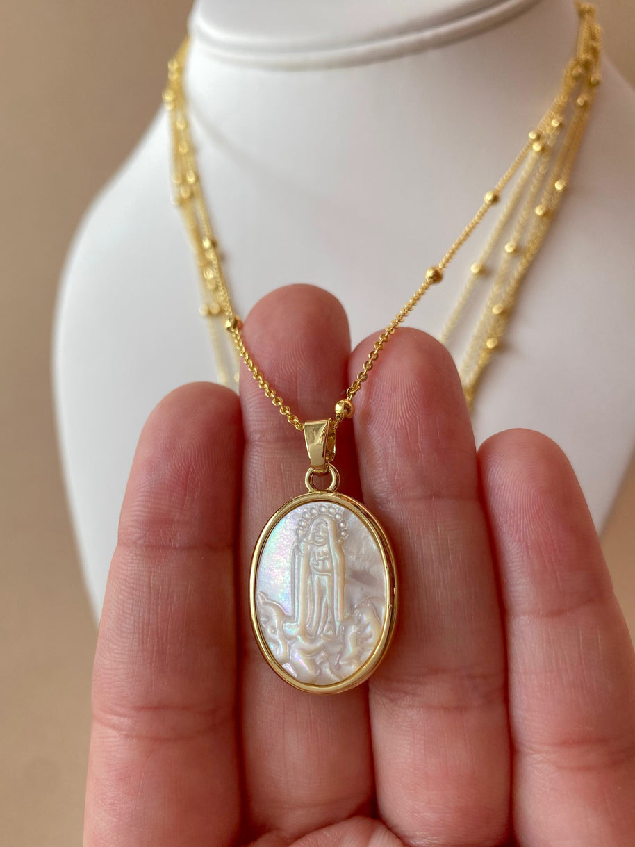 Mother of Pearl Oval Saint Medals