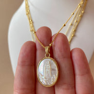 Mother of Pearl Oval Saint Medals