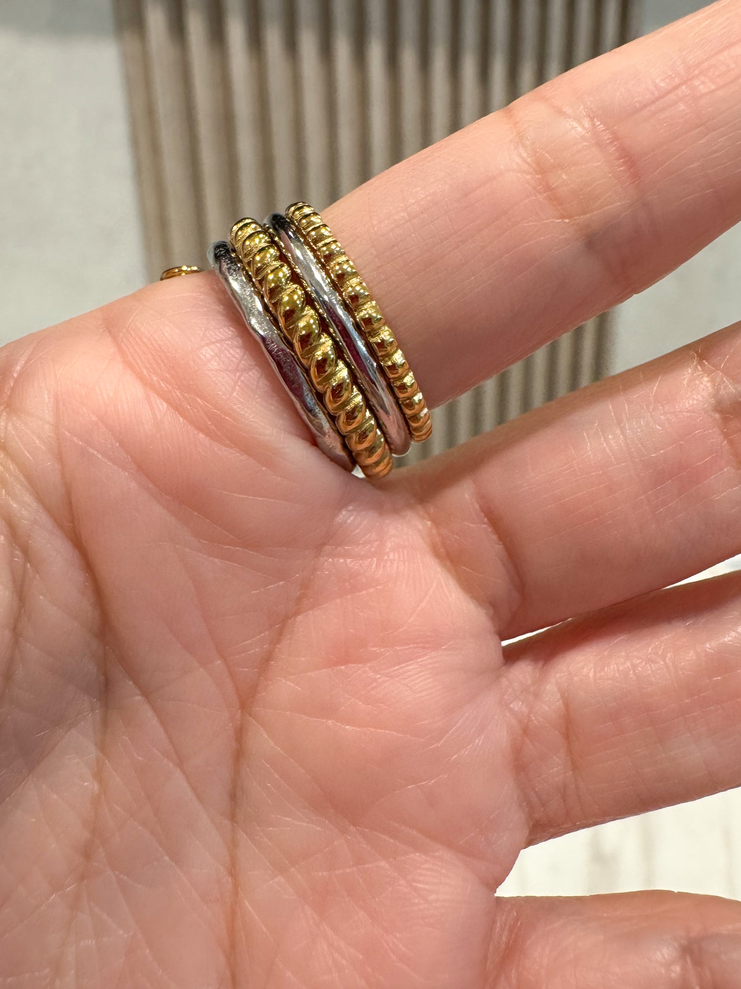 Silver & Gold 4 Style Plain Ring