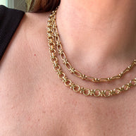 Oval or Round Classic Golden Steel Links Chain Necklaces