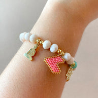 Hamsa, Pink Heart and Relax Spiritual Charms Bracelet