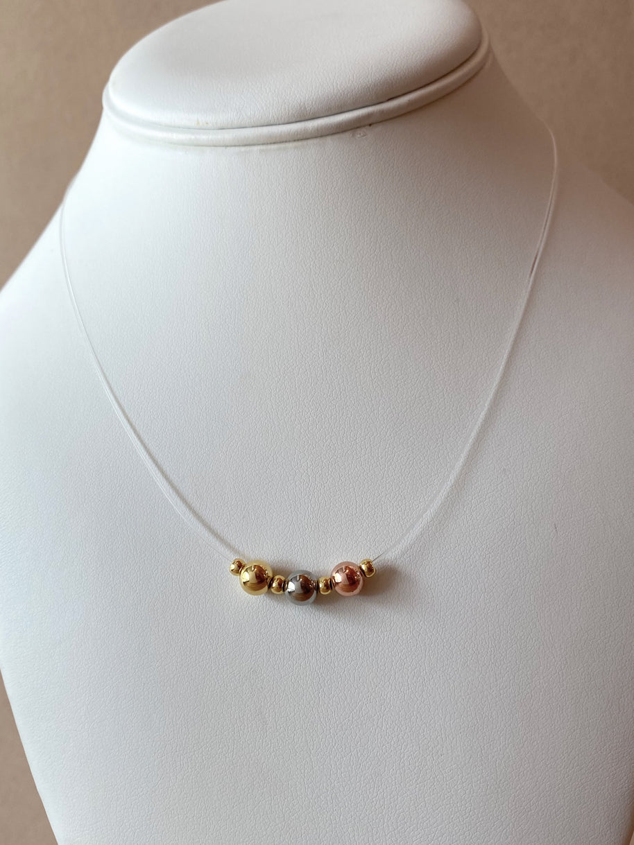Little and Medium Balls 3 Gold Ghost Necklace